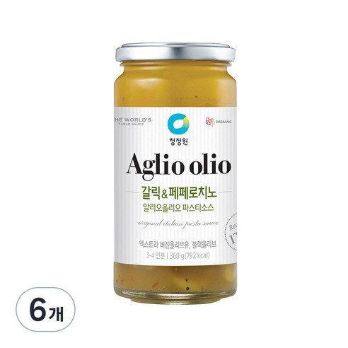 청정원 알리오올리오 파스타소스 갈릭&페페로치노, 360g, 6개