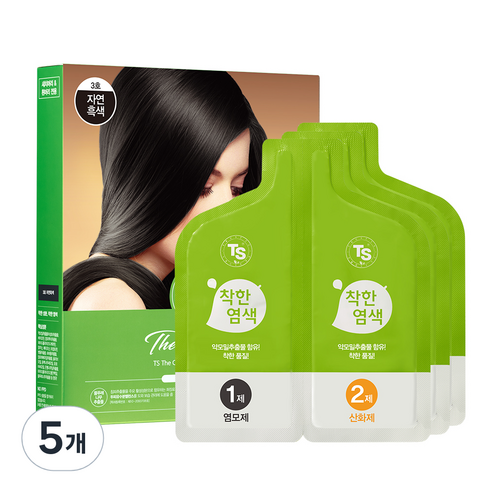 TS 더착한 염색 파우치형 120g, 3호 자연흑색, 5개