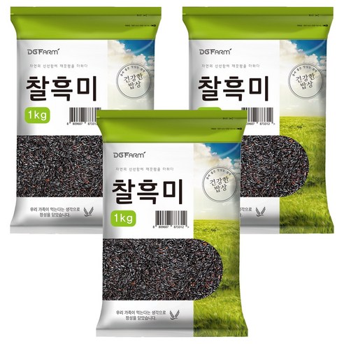 대구농산 건강한밥상 국산 찰흑미, 1kg, 3개