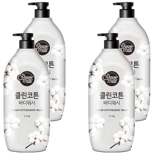 샤워메이트 클린코튼 바디워시, 1.2kg, 4개