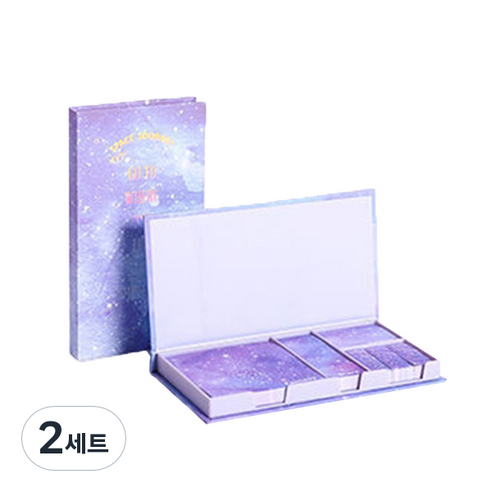 접착메모지 케이스 세트, 별이빛나는하늘소박한생활, 1개입, 2세트