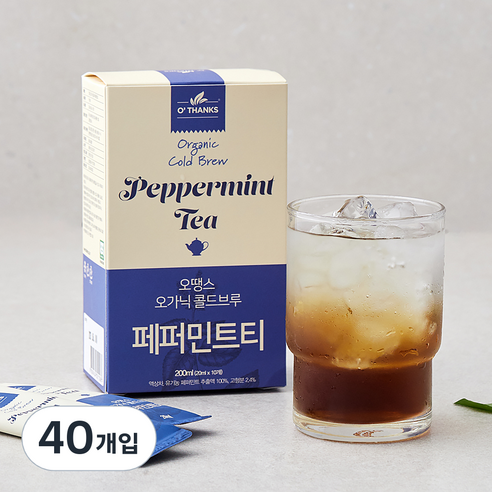 오땡스 유기가공식품 인증 콜드브루 페퍼민트티 스틱, 20ml, 40개입