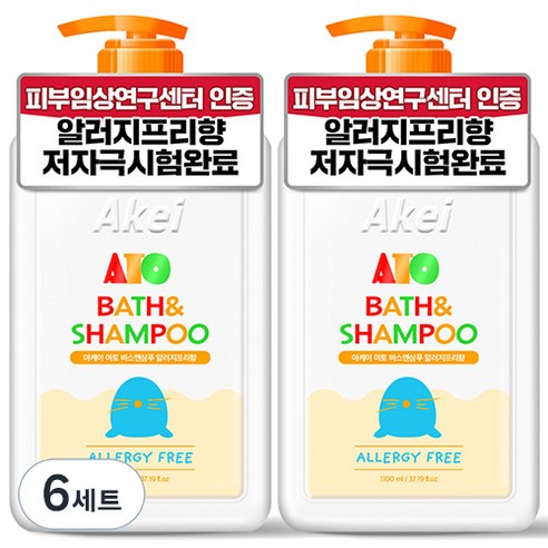 아케이 아토 바스앤샴푸 알러지프리향, 1.1L, 6세트