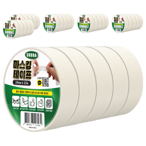 스코라 마스킹 테이프 화이트 24mm x 15m, 30개