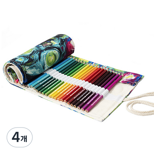 알로데 캔버스 리드 커튼 색연필 파우치 72색 82 x 20 cm, 20 수묵화, 4개