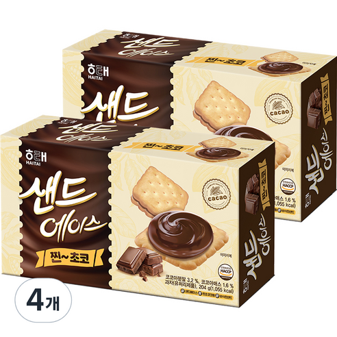 해태제과 샌드에이스 찐초코, 204g, 4개