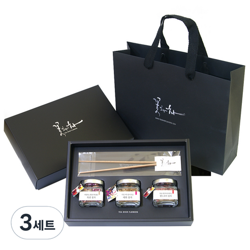 꽃보다차 아담한 꽃차 3종 선물세트, 목련 1.5g + 매화 5g + 맨드라미 2g + 차집게 + 쇼핑백, 3세트