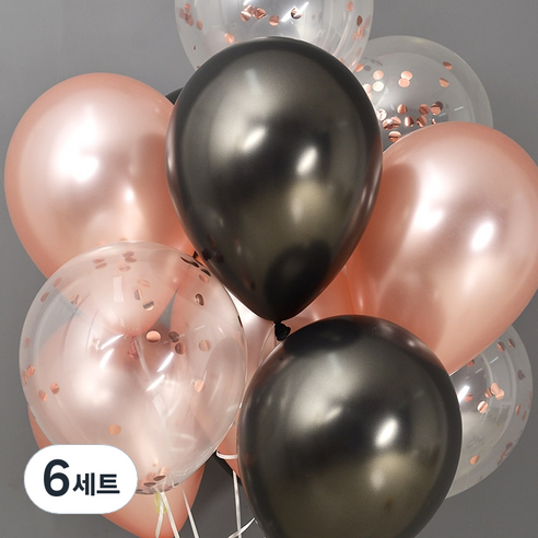 조이파티 컨페티 블랙로지 천장풍선세트, 랜덤발송, 6세트