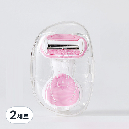 퍼플빈 여성용 휴대용 면도기 + 케이스 세트 핑크, 1개, 2세트