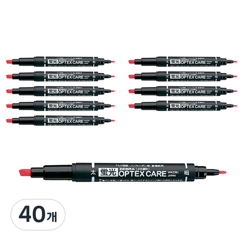 제브라 옵텍스 케어 형광펜, 레드, 40개
