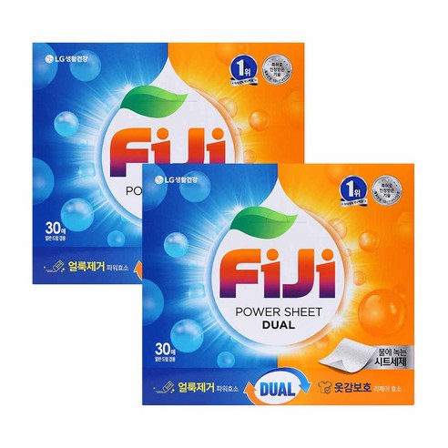 FiJi 피지 물에 녹는 파워업 시트 세제 120매, 120매입, 1개