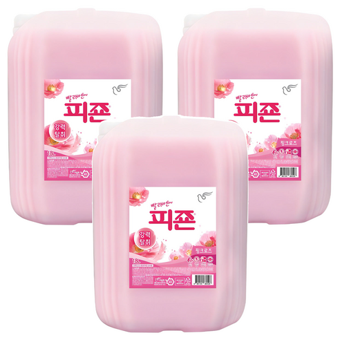 피죤 레귤러 섬유유연제 핑크로즈 본품, 18L, 3개