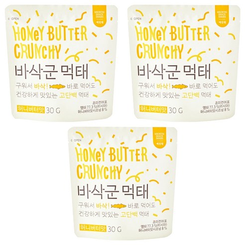 예찬원 바삭군 시즈닝 먹태 허니버터맛, 30g, 3개
