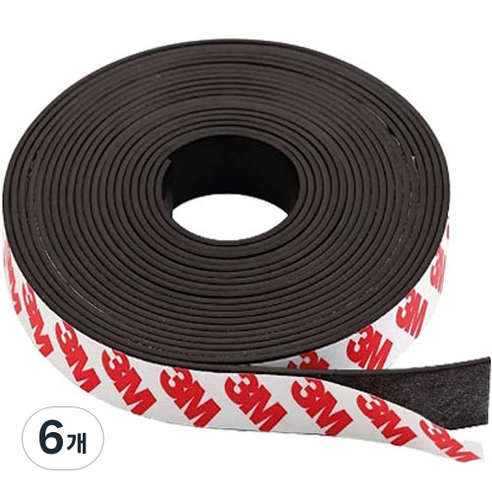 파리박사 3M 자르는 롤자석 테이프 15mm x 3m x 1.5mm, 혼합색상, 6개