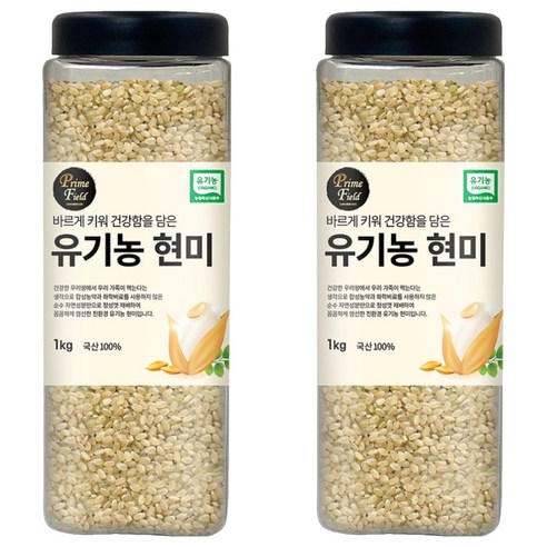 Prime Field 유기농 현미, 1kg, 2개