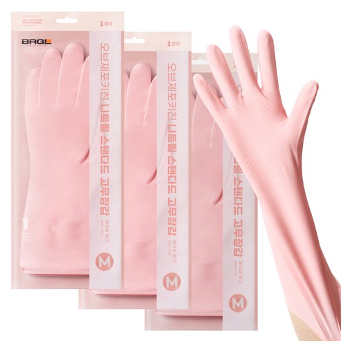 브릭글로 안찢어지는 니트릴 고무장갑 오브제포키친, 베이비핑크, 중(M), 3세트