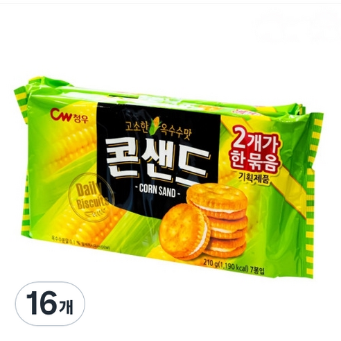 청우식품 콘샌드 2p, 420g, 16개