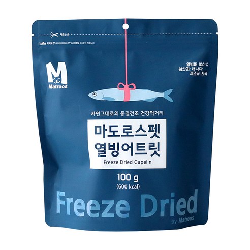 마도로스펫과 바비온 마도로스펫 반려동물 건조 트릿 간식 100g, 열빙어, 1개 반려동물용품