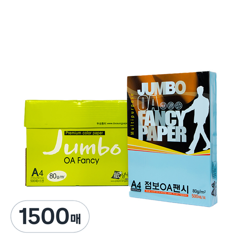 두성 종이 OA팬시페이퍼점보 80g 500매입, 연옥색, 1500매