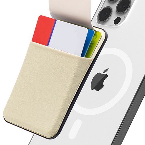 신지모루 아이폰 맥세이프 M 플랩 카드 지갑 파우치 휴대폰 케이스, 베이지, 1개