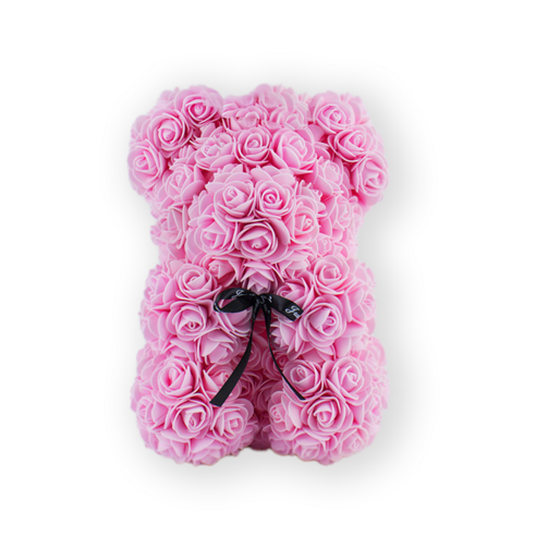 프리워 장미 곰 조화 테디베어 발렌타인데이 선물 꽃다발, 핑크