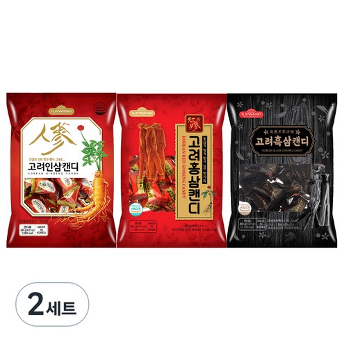 일광제과 고려홍삼캔디 280g x 2p + 고려인삼캔디2 280g x 2p + 고려흑삼캔디 280g x 2p, 1.68kg, 1세트