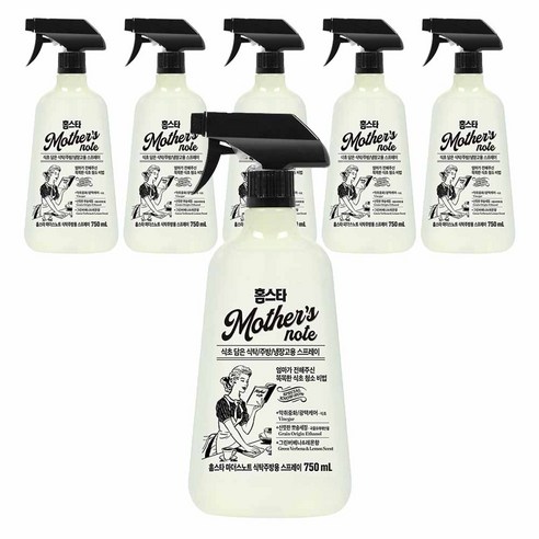 홈스타 마더스노트 식탁 주방용 스프레이 세정제, 6개, 750ml