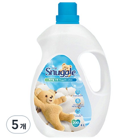 스너글 초고농축 섬유유연제 허거블 코튼 본품, 4L, 5개