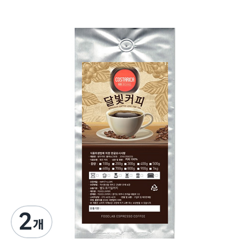 달빛커피 코스타리카 SHB 산타라우라, 프렌치프레스, 200g, 2개