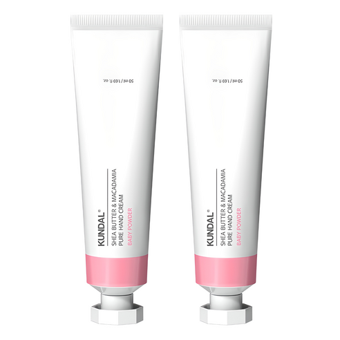 쿤달 시어버터 앤 마카다미아 퓨어 핸드크림 베이비파우더향, 50ml, 2개