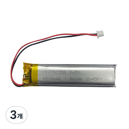 리튬폴리머배터리 충전지 530mAh YJ701558, 1개입, 3개
