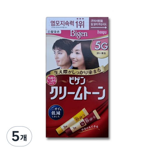 비겐 크림톤 염색제 40g, 5G 진한 밤색, 5개