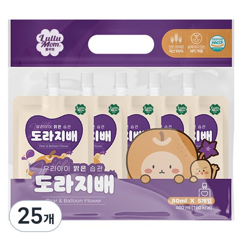 또또맘 우리아이 맑은습관 음료 80ml, 도라지배, 25개