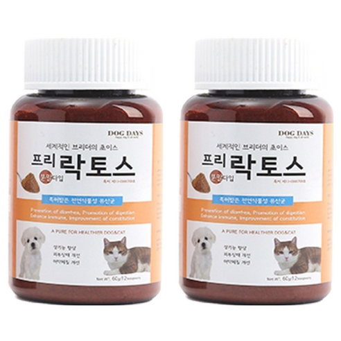 도그데이즈 반려동물 분말 영양제, 장건강/유산균, 60g, 2개