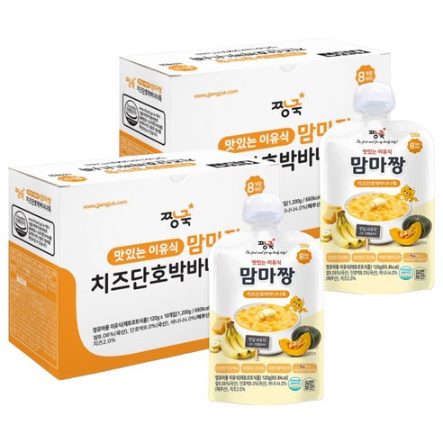 짱죽 맛있는 이유식 맘마짱 스파우트형 10p, 혼합맛(치즈/단호박/바나나), 120g, 2개
