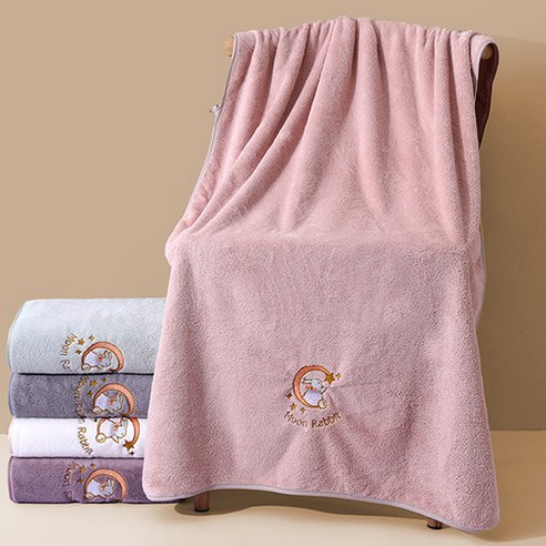 타이탄 특대형 대형 비치타올 140 x 70 cm, 핑크달토끼, 1개