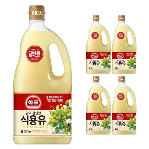 해표 식용유, 1.8L, 5개