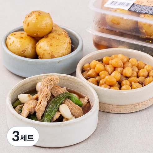 남도애꽃 조림반찬 병아리콩자반 150g + 알감자조림 200g + 닭가슴살장조림 150g 세트, 3세트