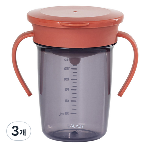 랄라비 360 흘림방지컵 240ml, 3개, 레드