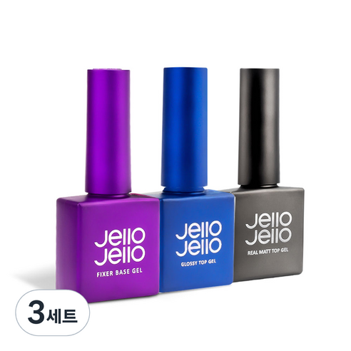 젤로젤로 네일 3종 세트, 픽서 베이스젤 + 논와이프 탑젤 + 매트 탑젤, 3세트