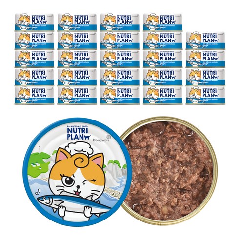 뉴트리플랜 고양이 간식캔, 참치 + 삼치 혼합맛, 90g, 24개