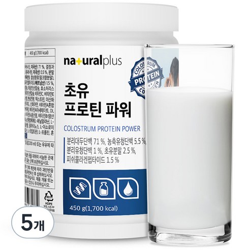 내츄럴플러스 초유 프로틴 파워 콜라겐, 450g, 5개