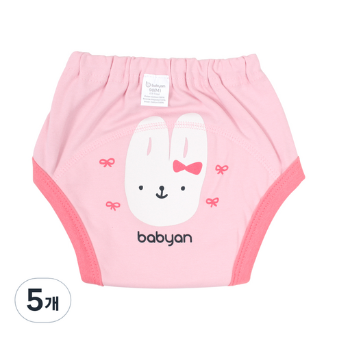베이비앙 배변훈련팬티 4중방수, 리본토끼, 5개