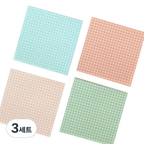톡톡팬시 떡메모지 컬러그리드 4종세트, 스카이블루, 피치퍼프, 라이트샐몬, 파인그린, 3세트