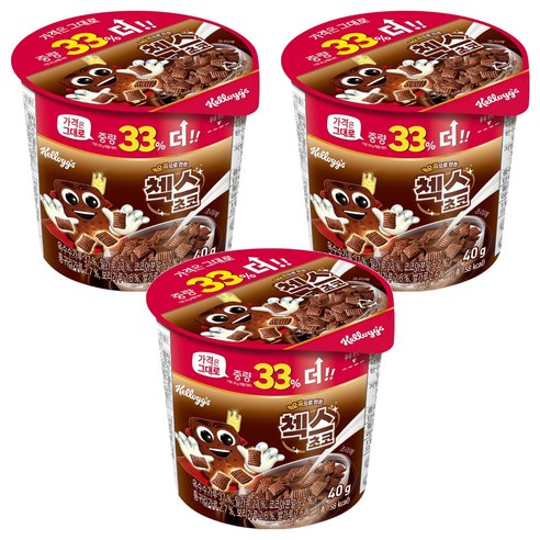 첵스초코 오곡 컵 시리얼, 40g, 3개