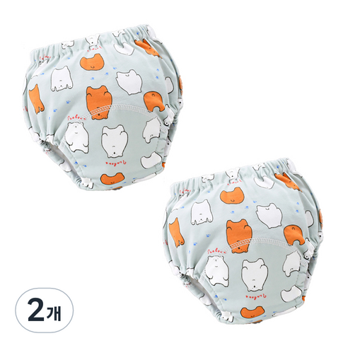 스타도어 유아용 큐트패턴 배변팬티 2p 세트, 곰, 2개