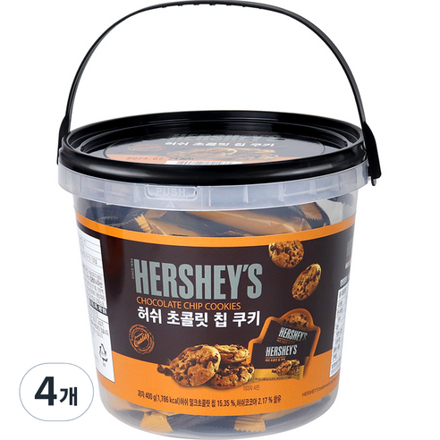 허쉬 초콜릿칩 쿠키 통, 400g, 4개