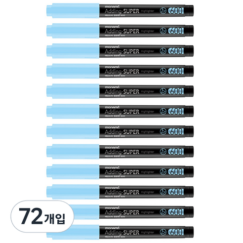 모나미 에딩슈퍼 600 파스텔 형광펜, 파스텔 블루, 72개입