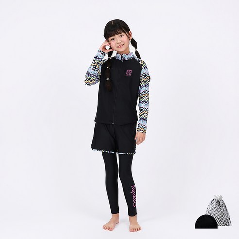 아쿠아티카 아동용 집업래쉬가드 + 워터레깅스 + 반바지 + 스판수모 세트 AQA333