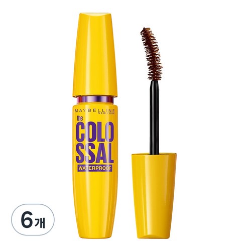 메이블린 뉴욕 콜로썰 워터프루프 마스카라 9.2ml, 리얼 브라운, 6개